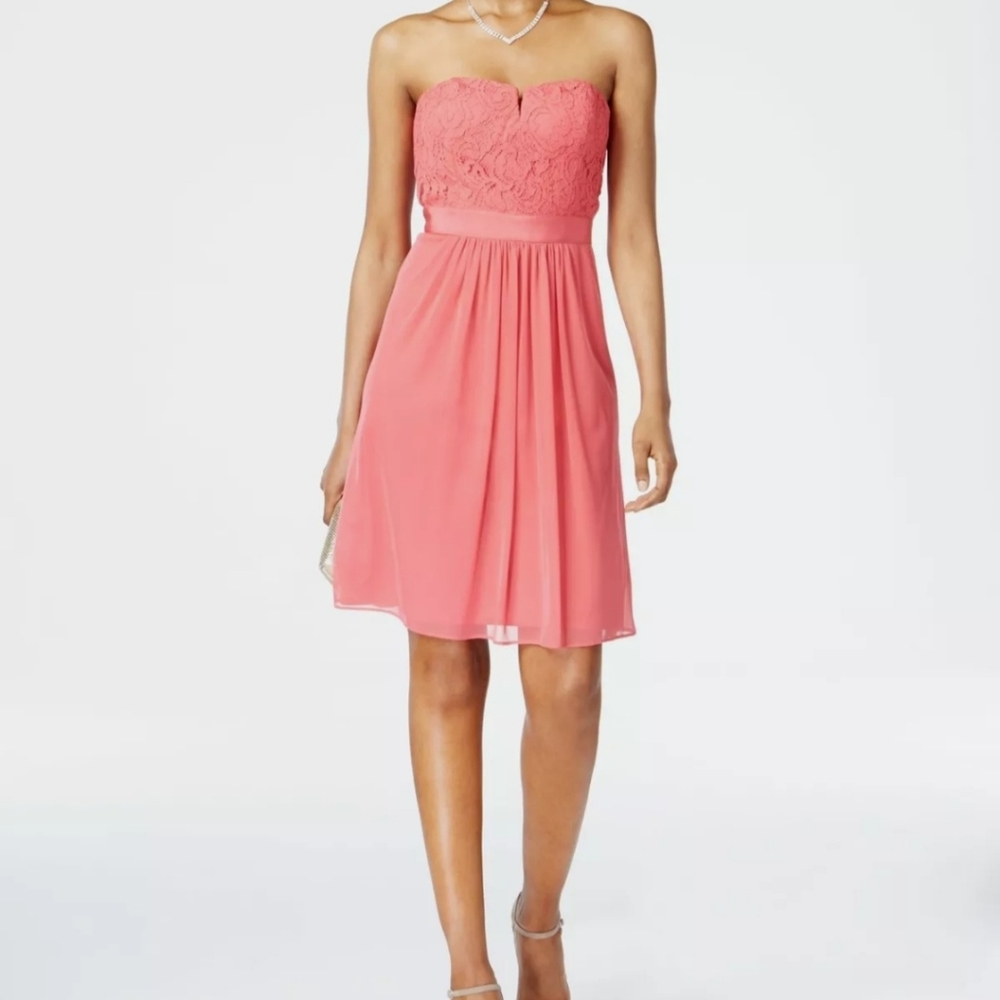 Adrianna Papell Pink Lace Strapless dress NWT 10